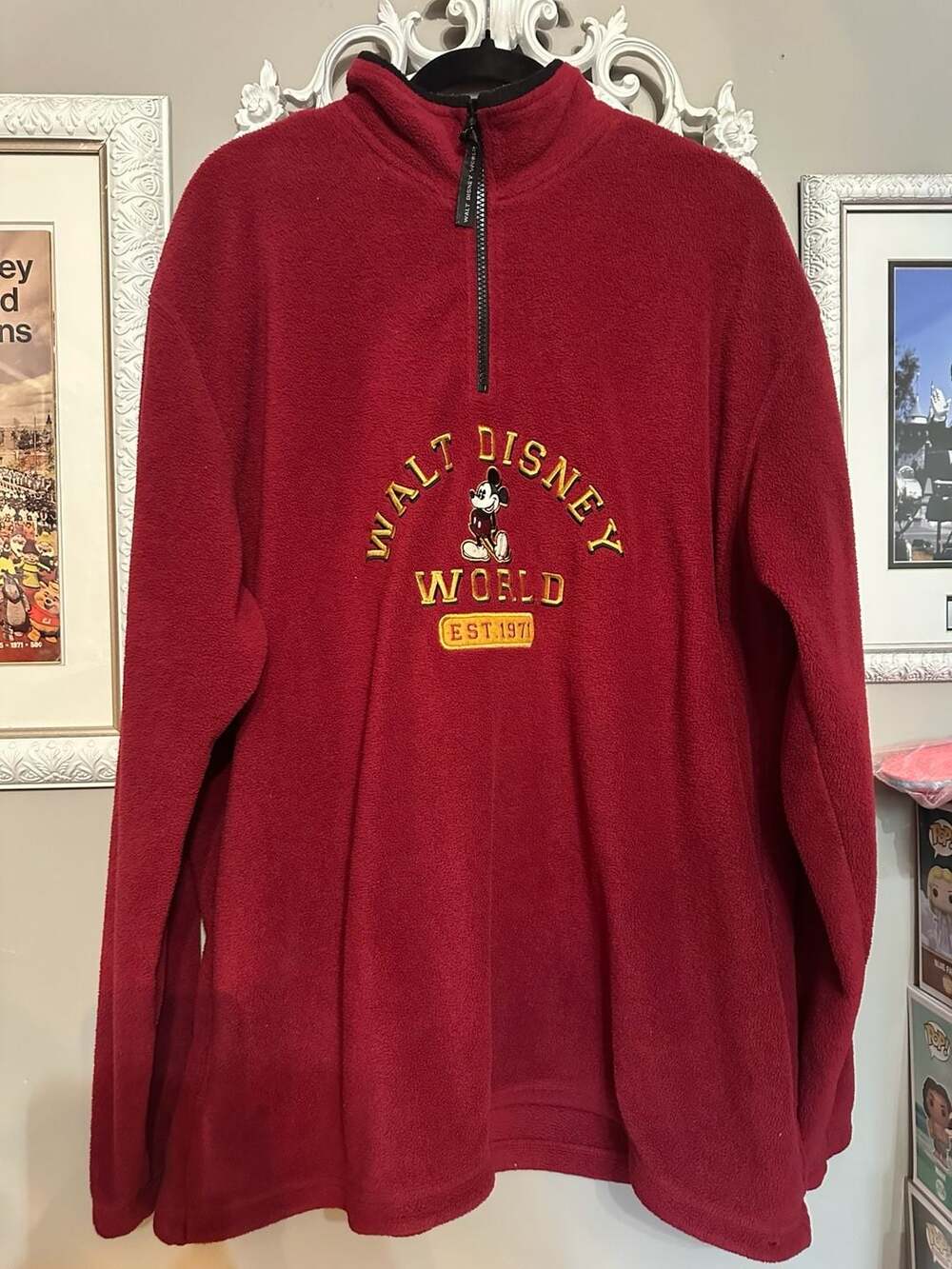 Walt Disney World 1/4 Zip Fleece Size XL Red Mickey Mouse